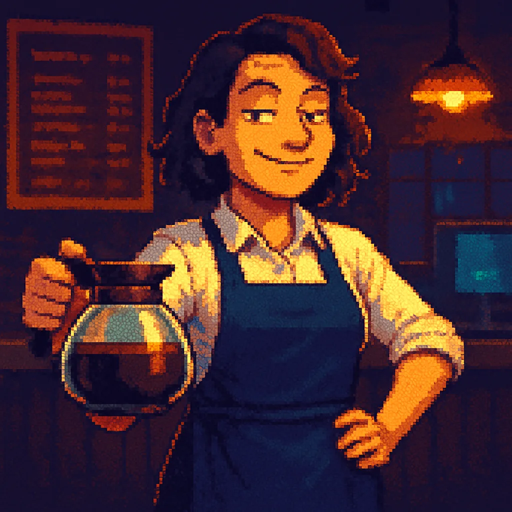 Pixel-Art-Porträt der Kantinen-Barista Pixel